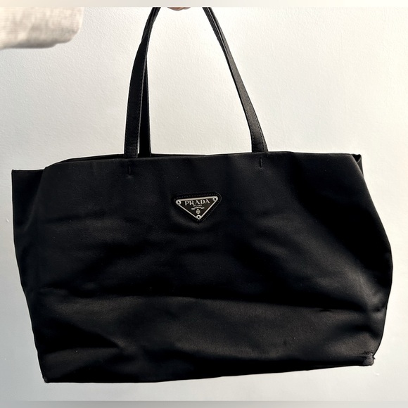 Prada Vintage Black Satin & Nylon Small Tote - Picture 1 of 8